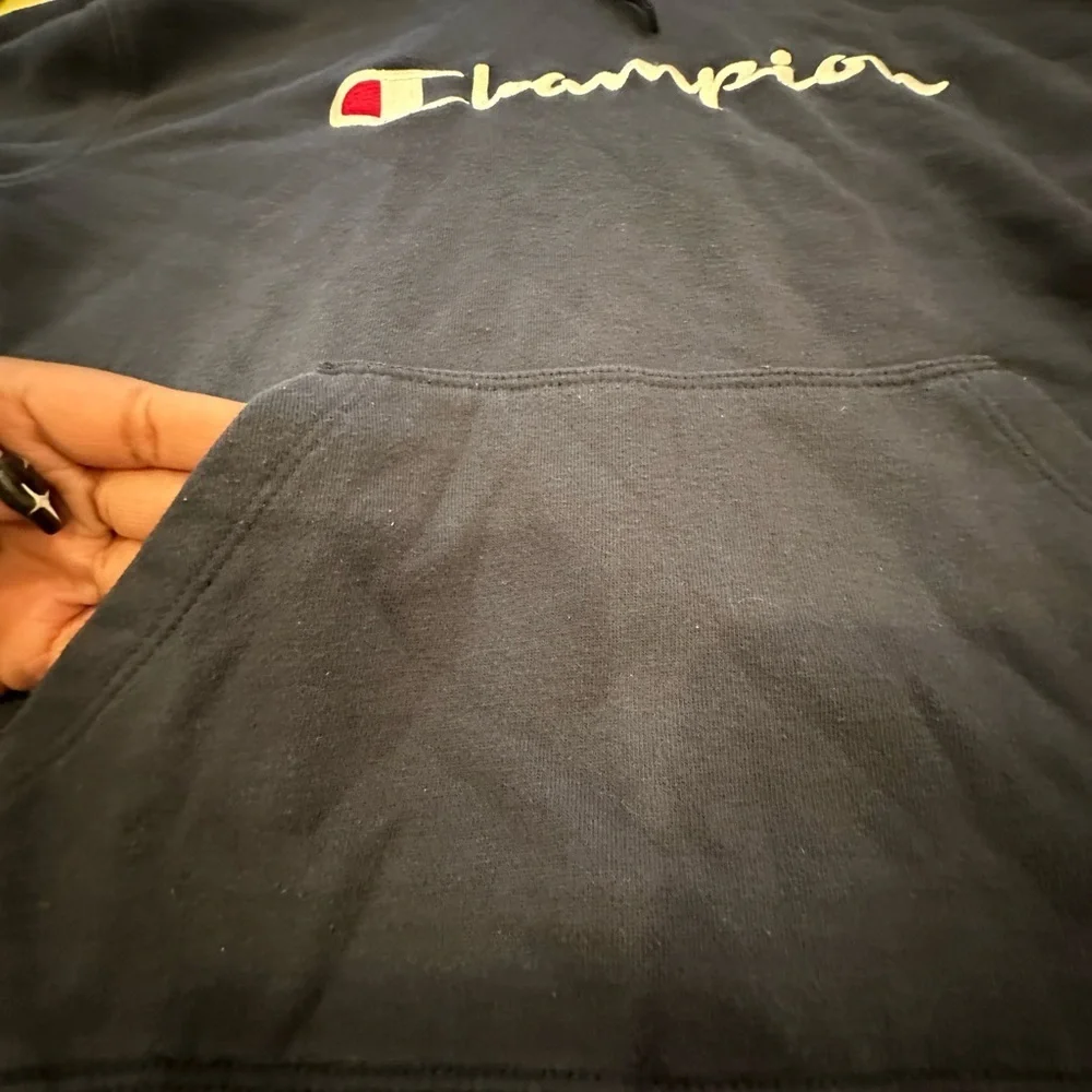 Champion Navy Blue Boys Hooded Jersey W/Kanga Pocket Size: L (Boy)